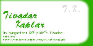 tivadar kaplar business card